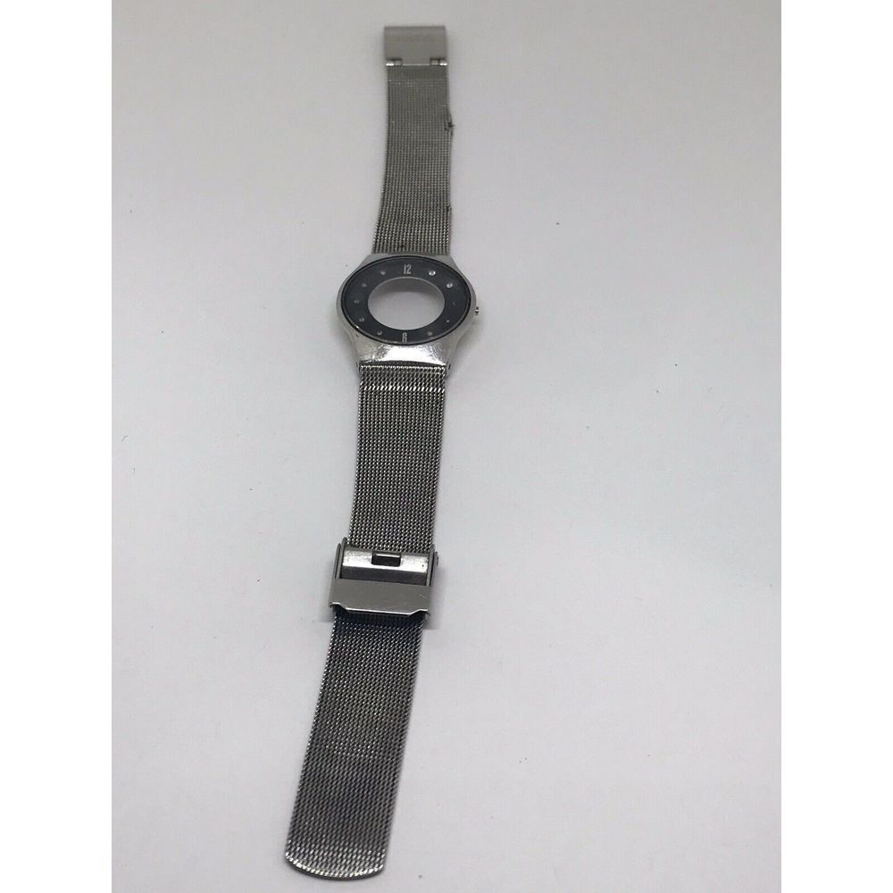 Skagen Watch Mesh Band Bracelet Crystal Case Men’s Woman’s Parts Used 15mm Z484
